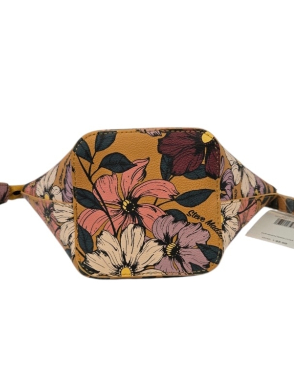 Steve Madden NWT Mustard Floral Wristlet Clutch with Pink and Burgundy Flowers - Picture 5 of 7